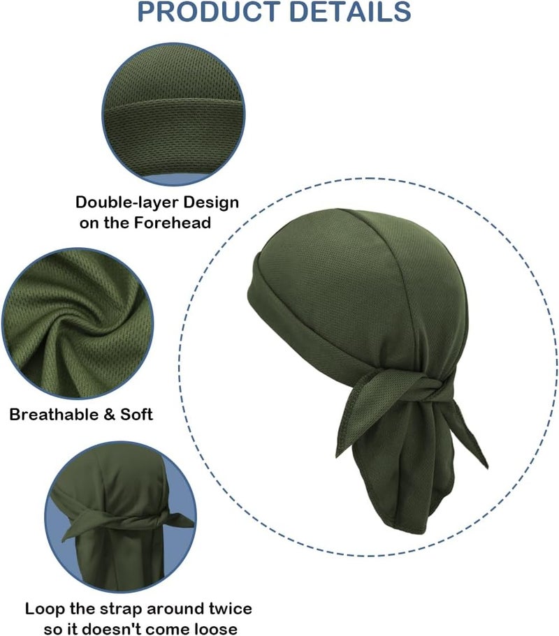 SRLLBBY Sweat Wicking Do Rags Skull Caps, Cooling Hip Hop Hat, Beanie Durag Motorcycle Head Wrap Doo Rag Liner for Men Women - Image 4